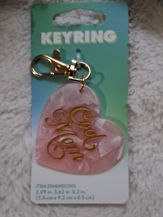 Accessories - Gold 'Cool Mom' Pink Heart Keyring